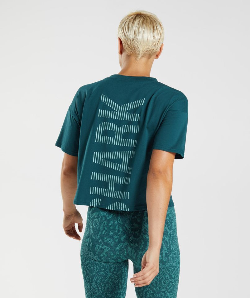 Women's Gymshark 315 Midi T-Shirts Turquoise | CA 8D501A